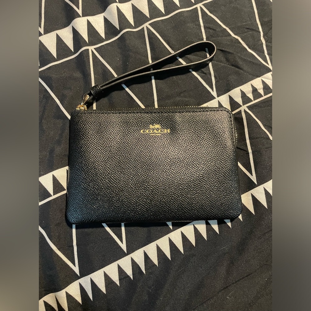 Black & Gold COACH Wristlet Wallet - Never Used
